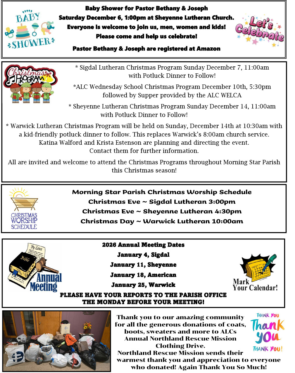 Newsletter page 2 information about events and church worship times